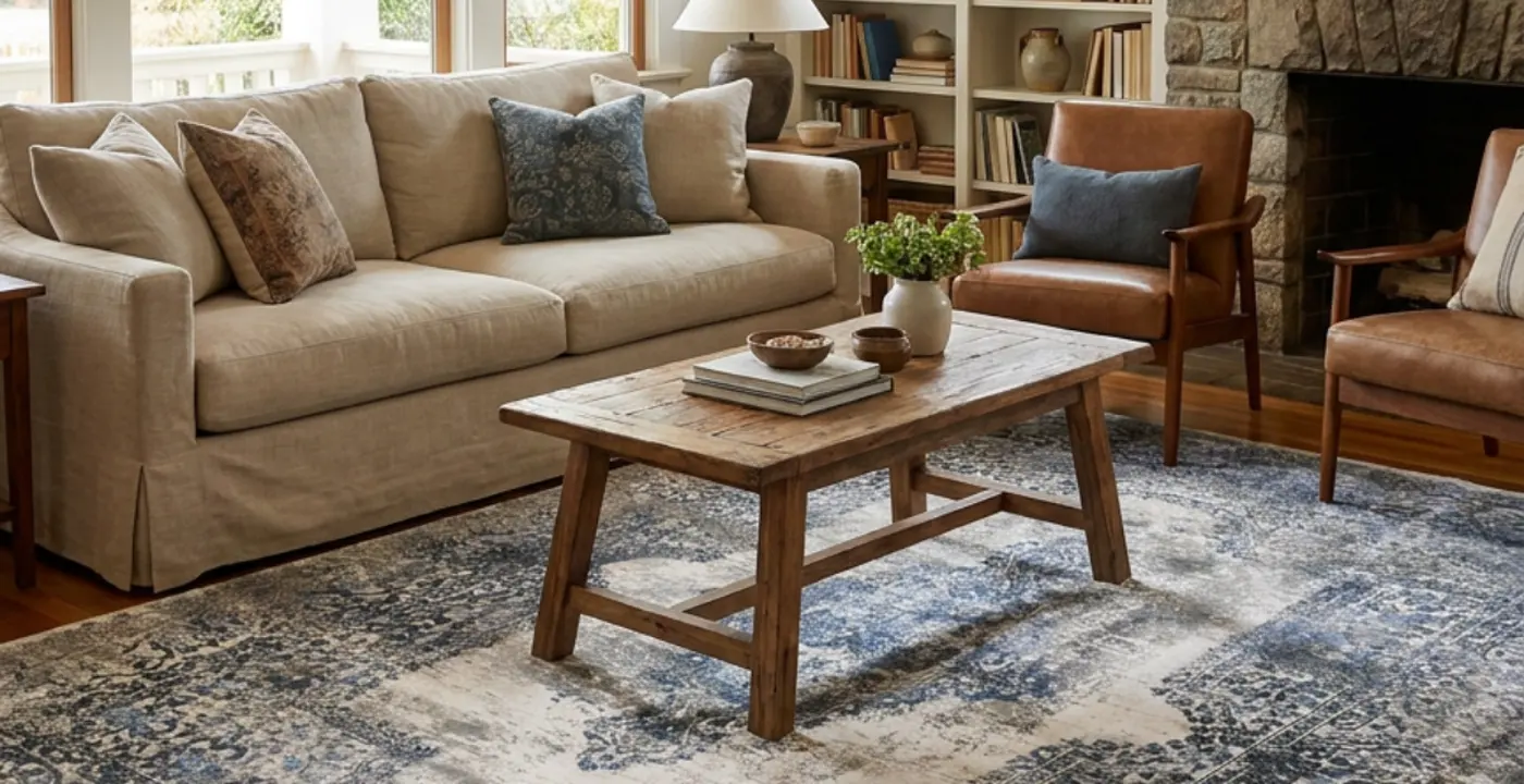 APCO rug completing an elegant living room