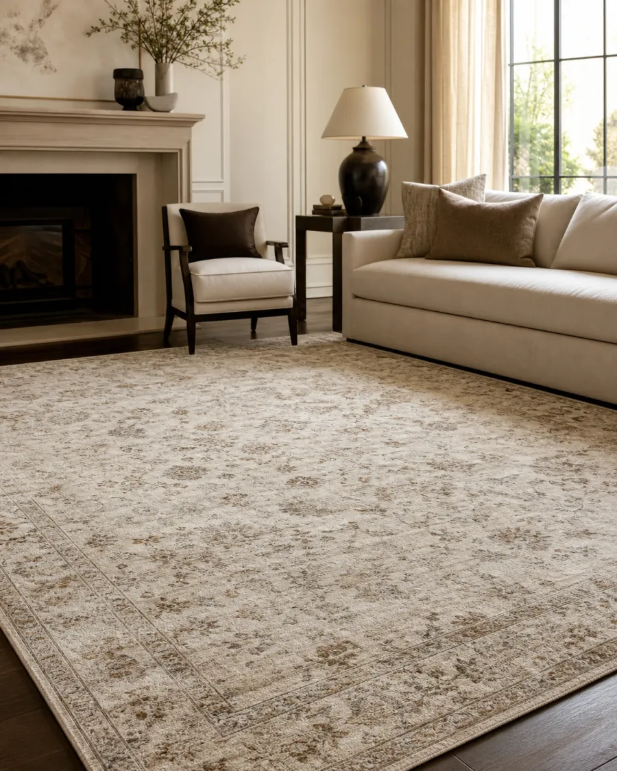 APCO machine-made rug styled in an elegant living room