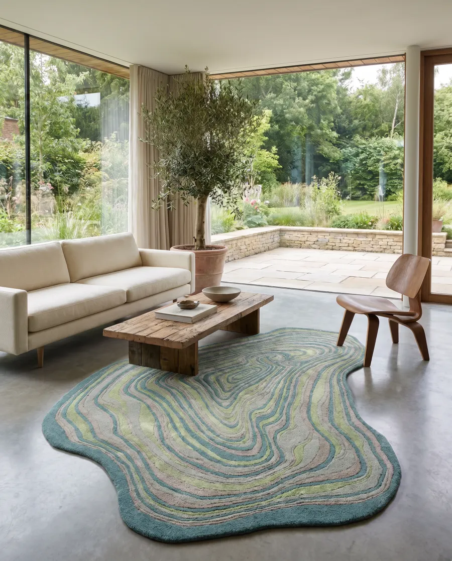 Customized organic rug in a modern living room